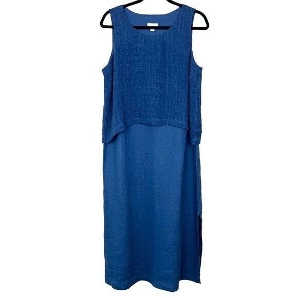 J. Jill Dresses J Jill Womens Linen Maxi Dress Mp Blue Pure Jill
